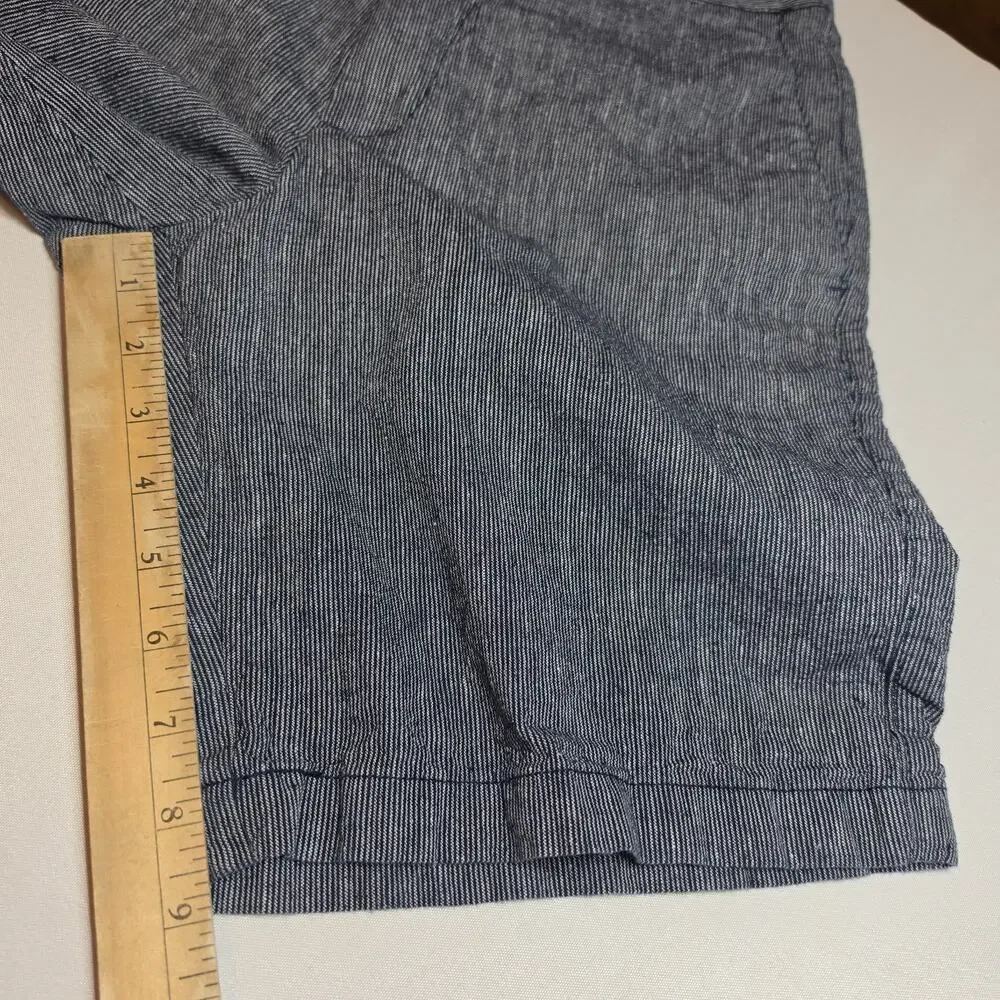 Banana Republic Mens Shorts 30 Linen Cotton Blend Striped Gray Blue Summer Beach